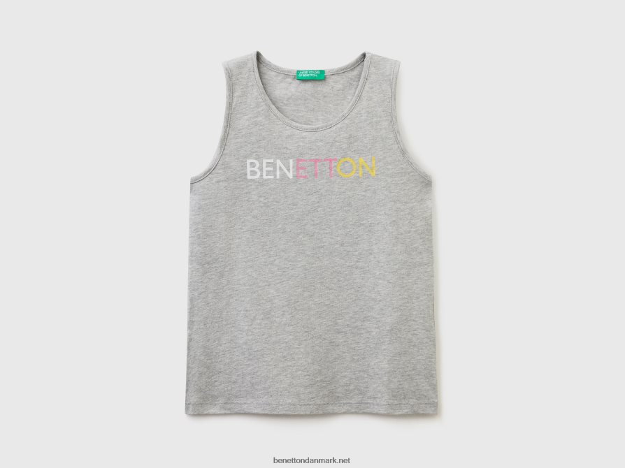 børn tanktop med glitrende logoprint Benetton 44X8HF5241 lysegrå