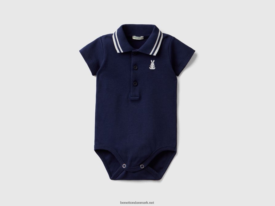 børn bodysuit polo i økologisk bomuld Benetton 44X8HF3170 mørkeblå