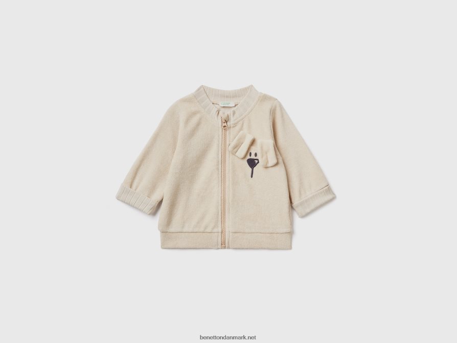 børn frotté sweatshirt med lynlås Benetton 44X8HF3164 beige