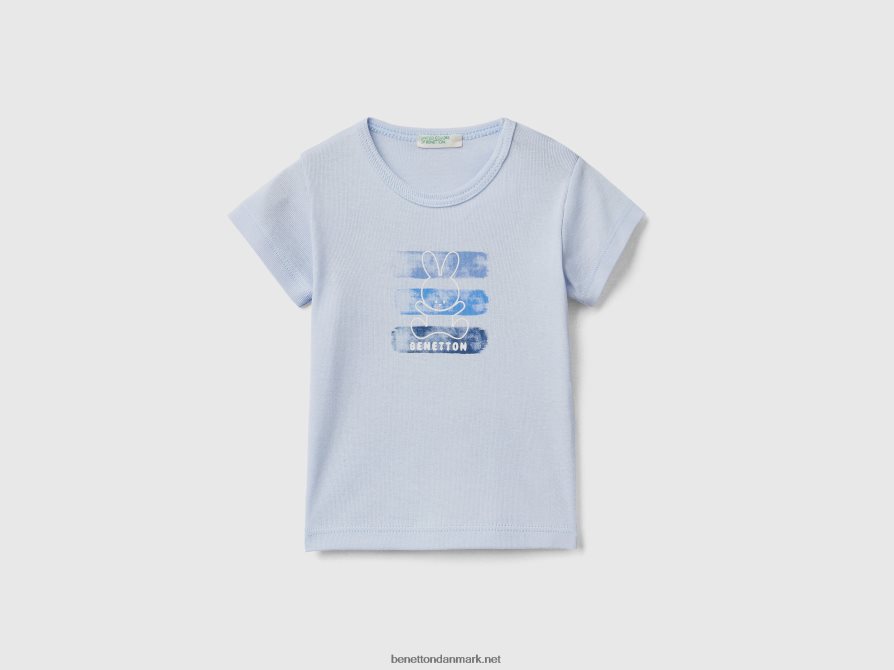 børn t-shirt i 100% økologisk bomuld Benetton 44X8HF5843 Himmelblå