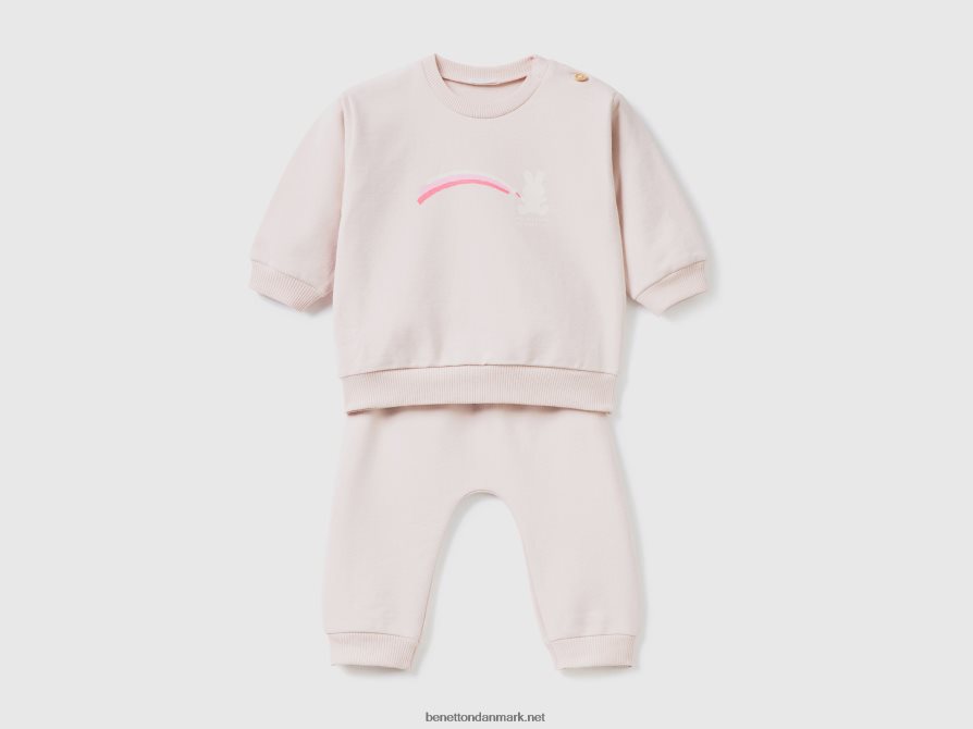 børn let sweat outfit Benetton 44X8HF3080 blød pink