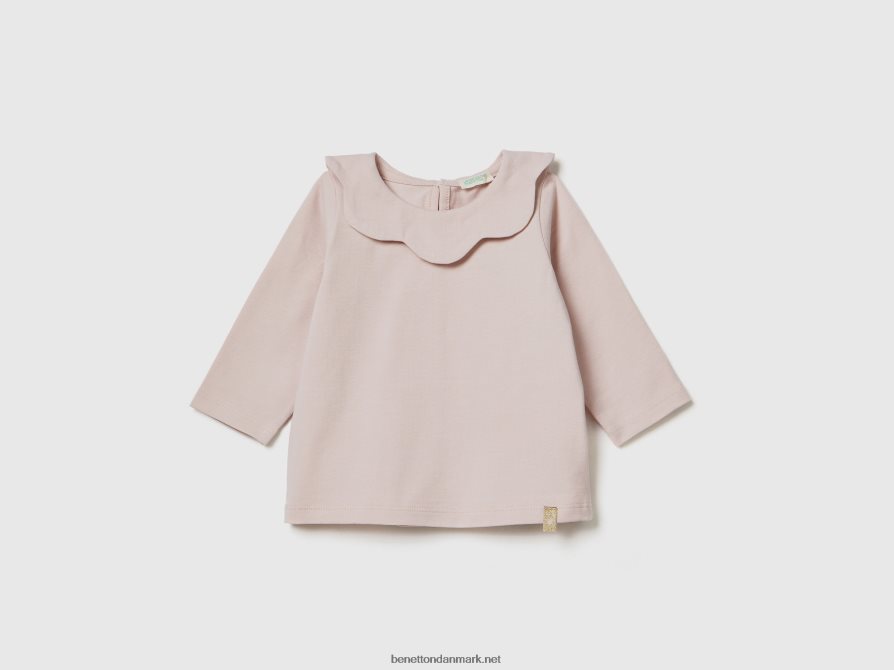 børn langærmet t-shirt med krave Benetton 44X8HF3161 blød pink