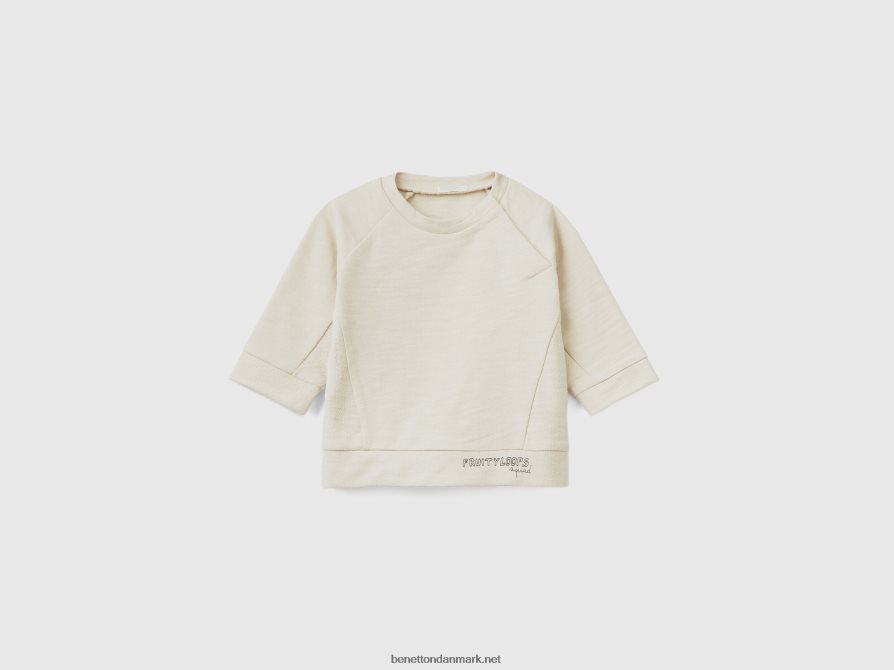 børn let sweatshirt i 100% bomuld Benetton 44X8HF5806 beige