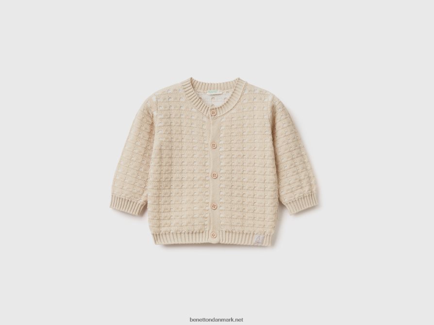 børn strik cardigan med knapper Benetton 44X8HF6117 beige