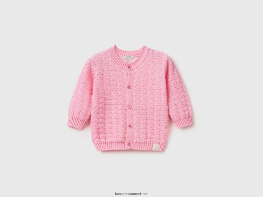 børn strik cardigan med knapper Benetton 44X8HF6124 lyserød