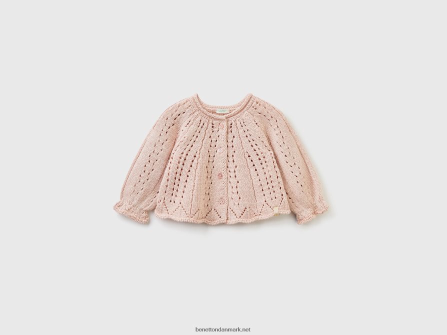 børn strik cardigan med lurex Benetton 44X8HF6130 blød pink