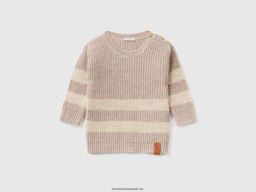 børn sweater i genbrugsbomuldsblanding Benetton 44X8HF6120 beige