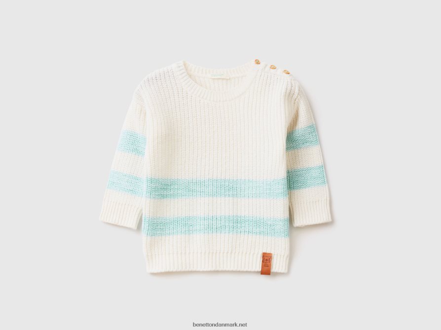 børn sweater i genbrugsbomuldsblanding Benetton 44X8HF6123 hvid