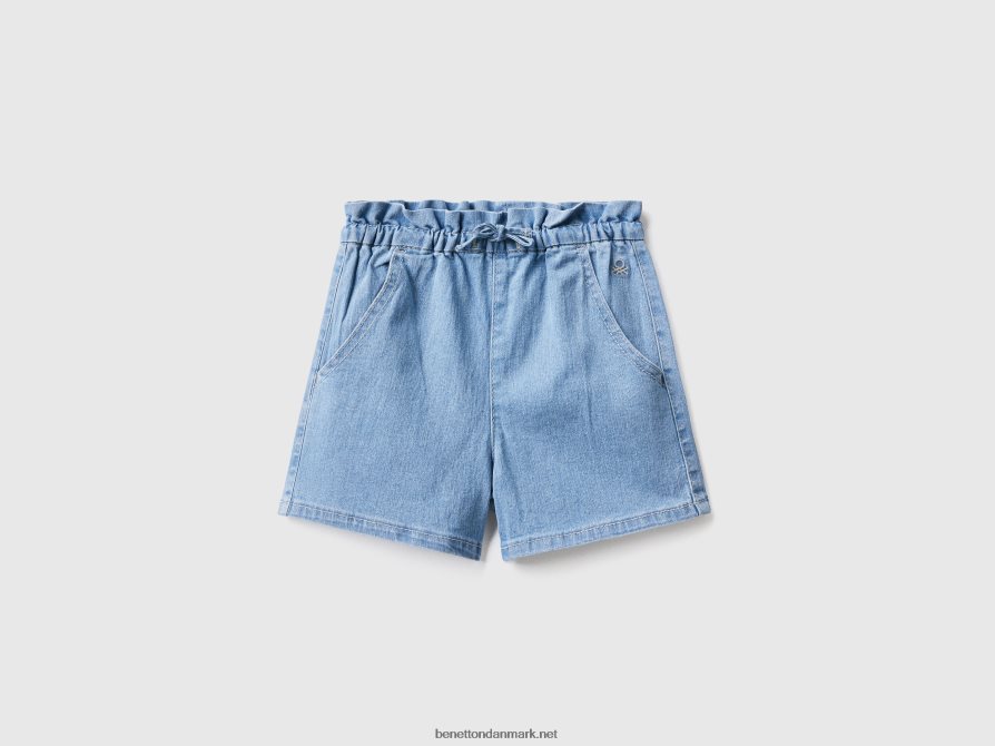 børn "øko-genbrug" denim paperbag shorts Benetton 44X8HF2989 lyseblå