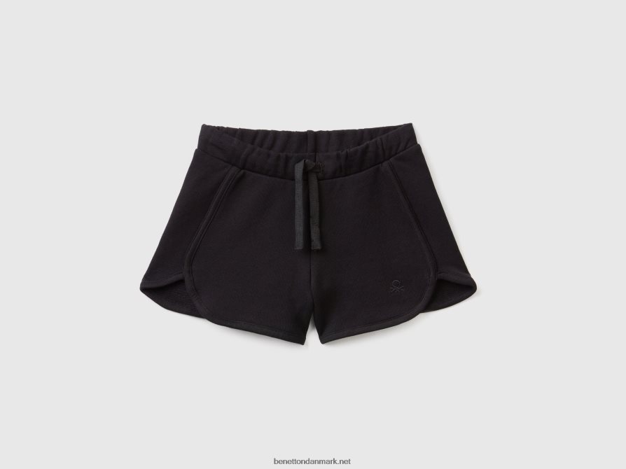 børn sweatshorts i 100% økologisk bomuld Benetton 44X8HF3024 sort