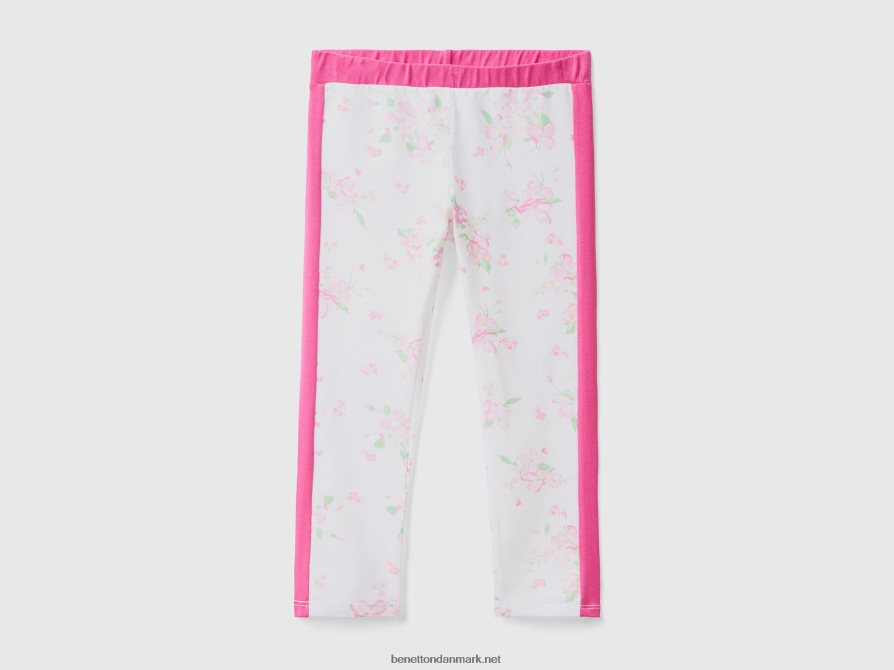 børn leggings med blomsterprint Benetton 44X8HF2976 hvid