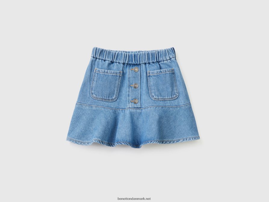 børn denim miniskørt med flæse Benetton 44X8HF3051 blå