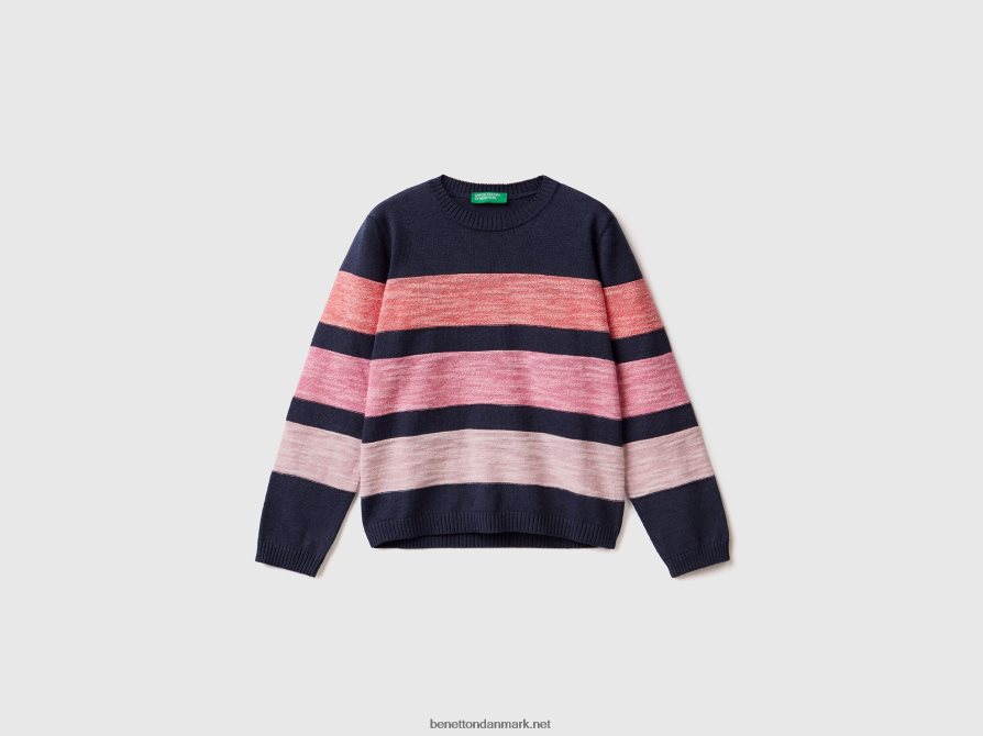 børn stribet sweater i bomuldsblanding Benetton 44X8HF6106 blå