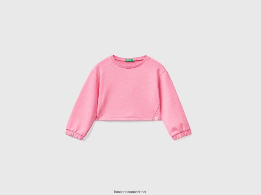 børn cropped sweatshirt i genbrugsstof Benetton 44X8HF5634 neon pink