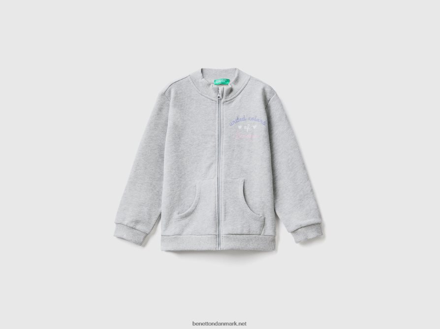 børn sweatshirt med lynlås i økologisk bomuld Benetton 44X8HF5632 lysegrå