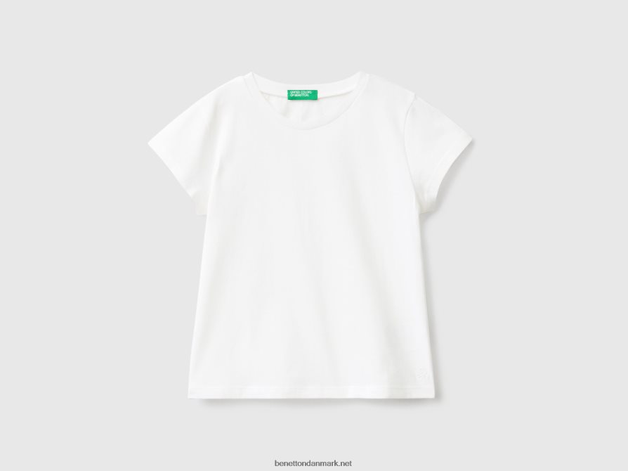 børn T-shirt i 100% økologisk bomuld Benetton 44X8HF5561 hvid