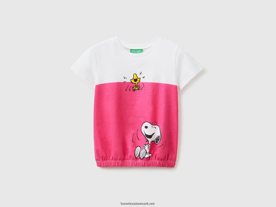 børn peanuts t-shirt med elastik forneden Benetton 44X8HF2884 fuchsia