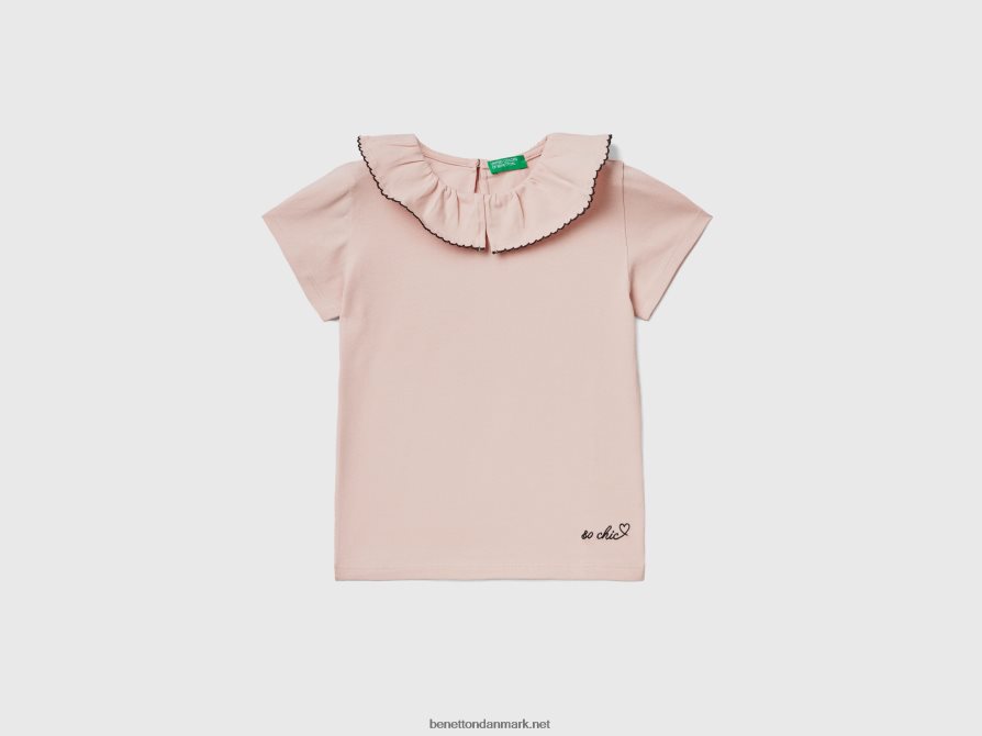 børn t-shirt med flæsekrave Benetton 44X8HF2863 blød pink