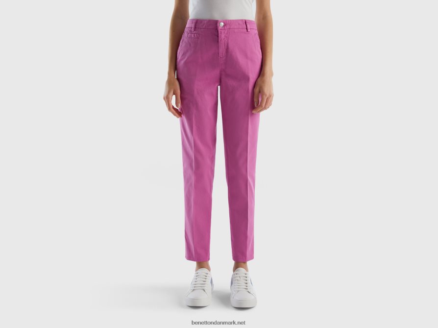 Kvinder pink slim fit chinos i bomuld Benetton 44X8HF599 lyserød