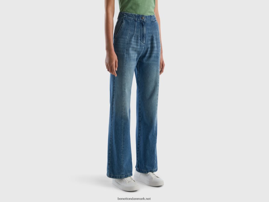 Kvinder flared jeans i 100% bomuld Benetton 44X8HF666 blå