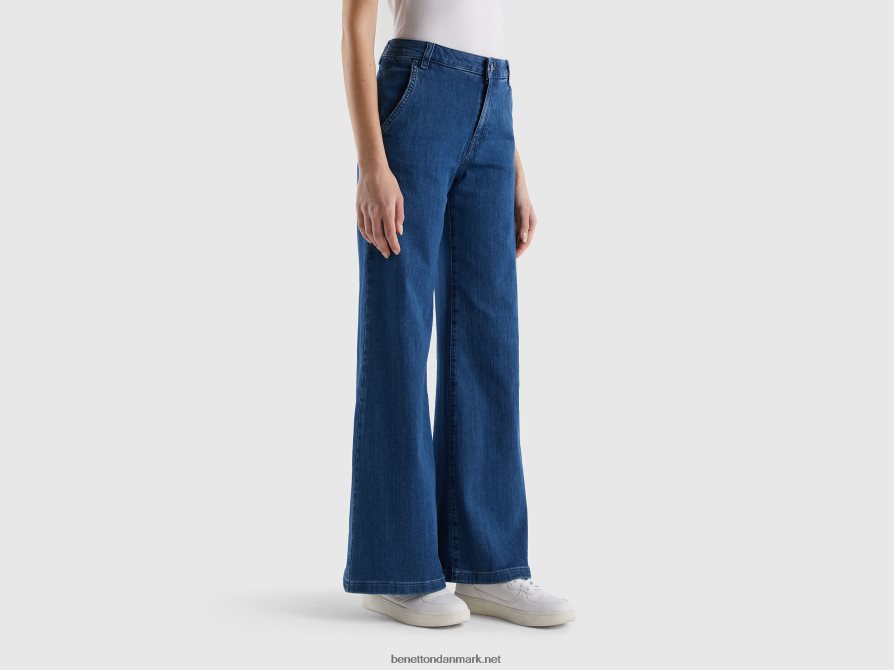 Kvinder flared jeans i stretch bomuld Benetton 44X8HF679 blå