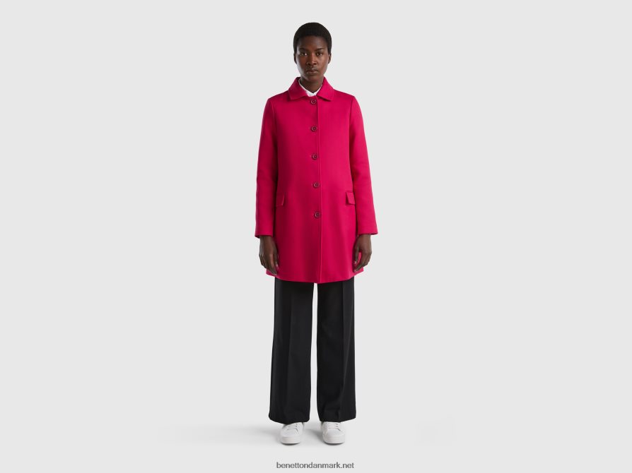 Kvinder duster coat i ren bomuld Benetton 44X8HF3714 fuchsia