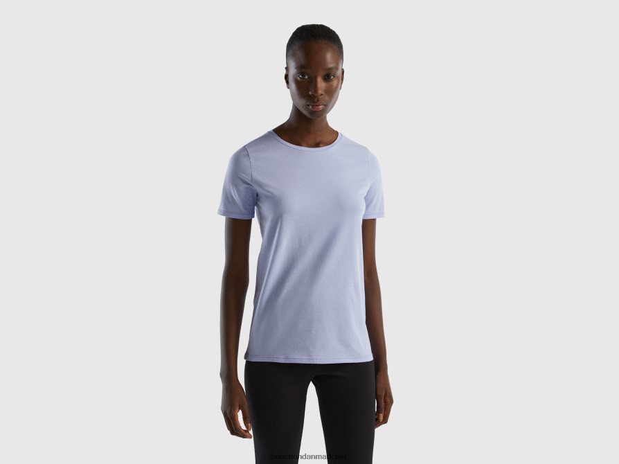 Kvinder super stretch t-shirt i økologisk bomuld Benetton 44X8HF4198 lavendel