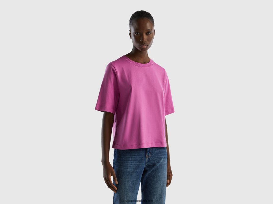 Kvinder T-shirt med boxy fit i 100% bomuld Benetton 44X8HF398 lyserød