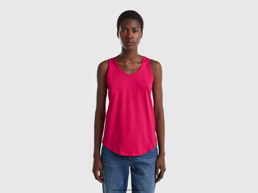 Kvinder tanktop i let bomuld Benetton 44X8HF347 fuchsia