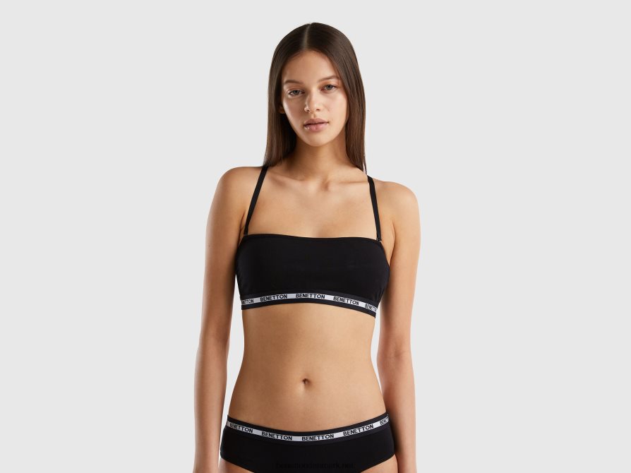 Kvinder bandeau top i stretch økologisk bomuld Benetton 44X8HF980 sort