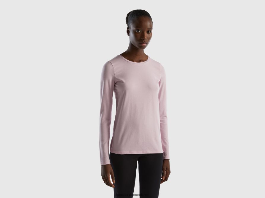 Kvinder langærmet super stretch t-shirt Benetton 44X8HF4196 lilla