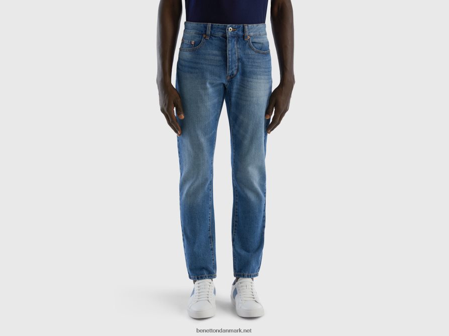 Mænd jeans i 100% bomuld med lige ben Benetton 44X8HF1482 blå