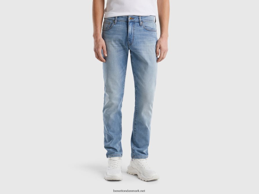 Mænd slim fit jeans med tårer Benetton 44X8HF4666 Himmelblå