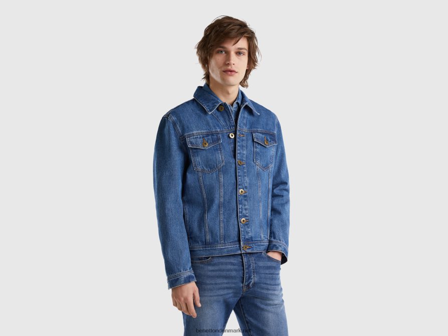 Mænd Denimjakke i 100% bomuld Benetton 44X8HF1193 blå