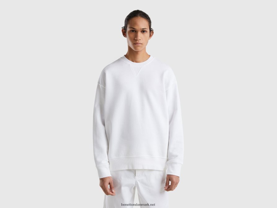 Mænd Sweatshirt i 100% bomuld Benetton 44X8HF1337 hvid