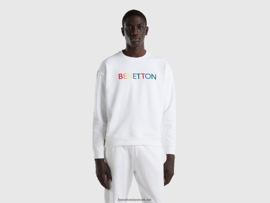 Mænd sweatshirt med rund hals og logotryk Benetton 44X8HF1318 hvid