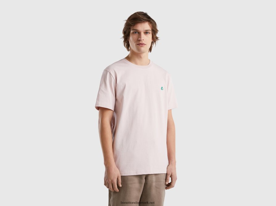 Mænd Basic t-shirt i 100% økologisk bomuld Benetton 44X8HF1206 blød pink