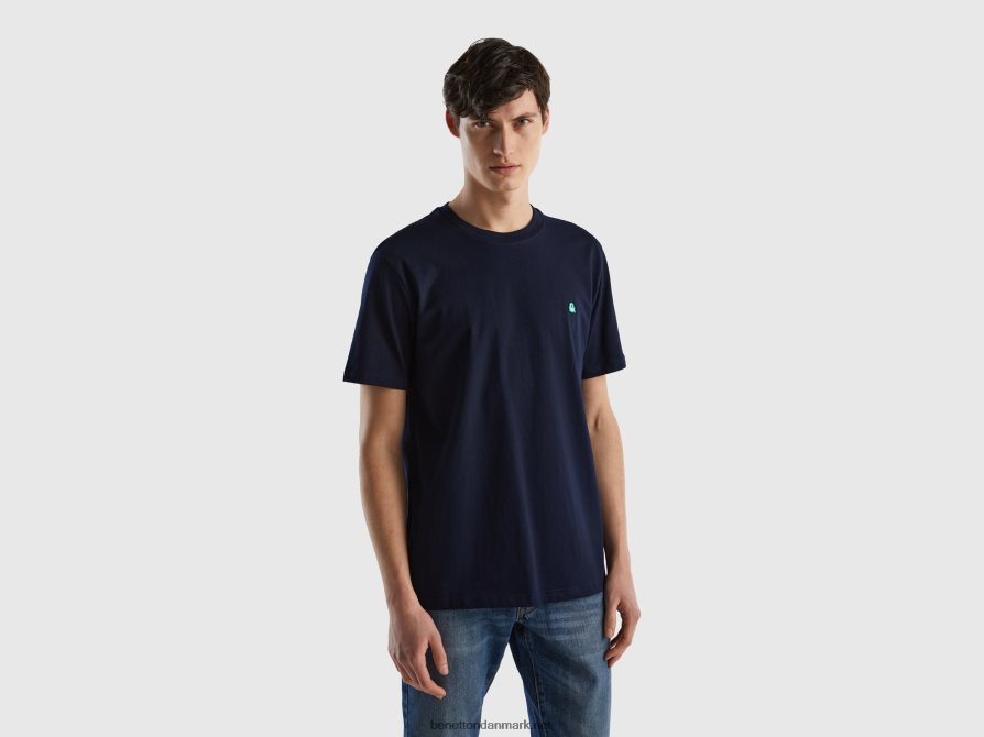 Mænd Basic t-shirt i 100% økologisk bomuld Benetton 44X8HF1295 mørkeblå