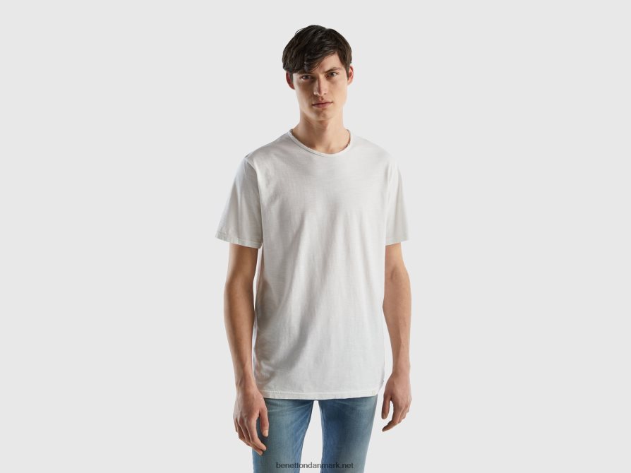 Mænd hvid t-shirt i slub bomuld Benetton 44X8HF1307 hvid