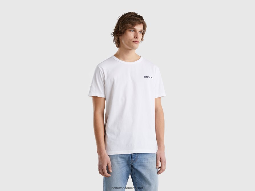 Mænd t-shirt i økologisk bomuld med logo print Benetton 44X8HF4496 hvid