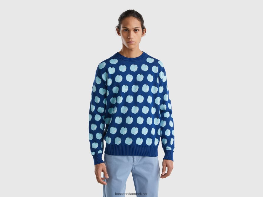 Mænd blå sweater med æblemønster Benetton 44X8HF1150 blå