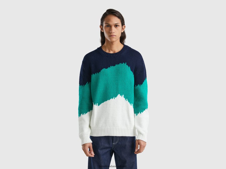 Mænd farve blok sweater Benetton 44X8HF1129 grøn