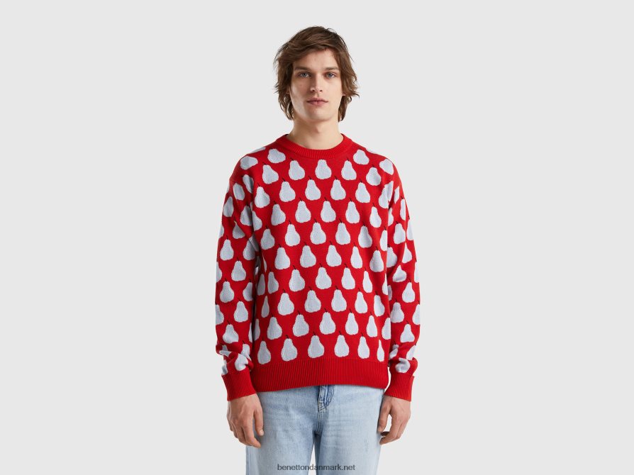 Mænd rød sweater med pæremønster Benetton 44X8HF4374 rød