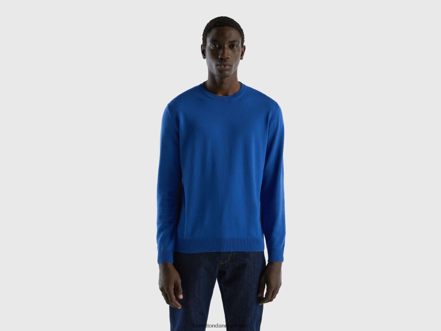 Mænd sweater med rund hals i 100% bomuld Benetton 44X8HF1115 lyseblå