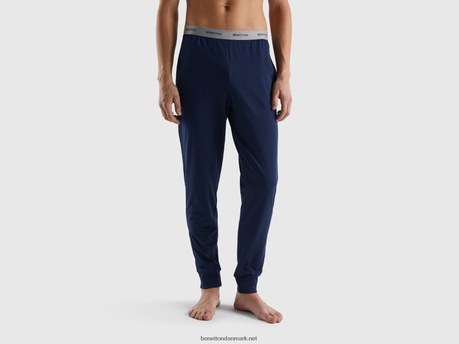 Mænd bukser med elastisk logo Benetton 44X8HF4715 mørkeblå