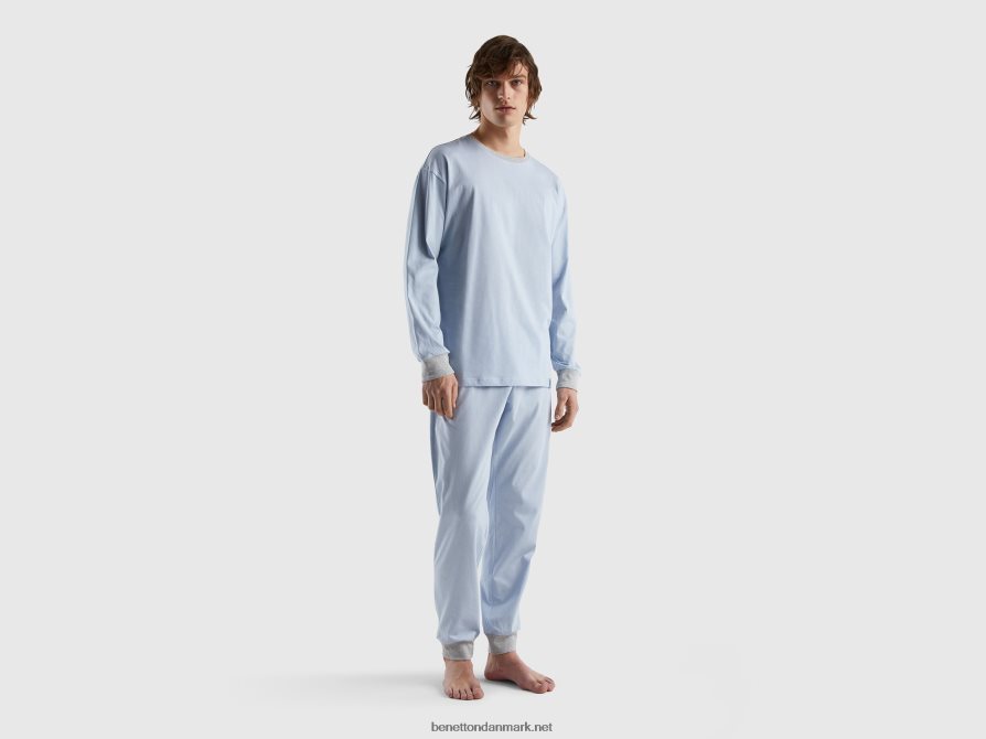 Mænd pyjamas med etui i 100% bomuld Benetton 44X8HF1582 Himmelblå