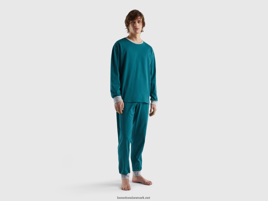 Mænd pyjamas med etui i 100% bomuld Benetton 44X8HF4695 mørkegrøn